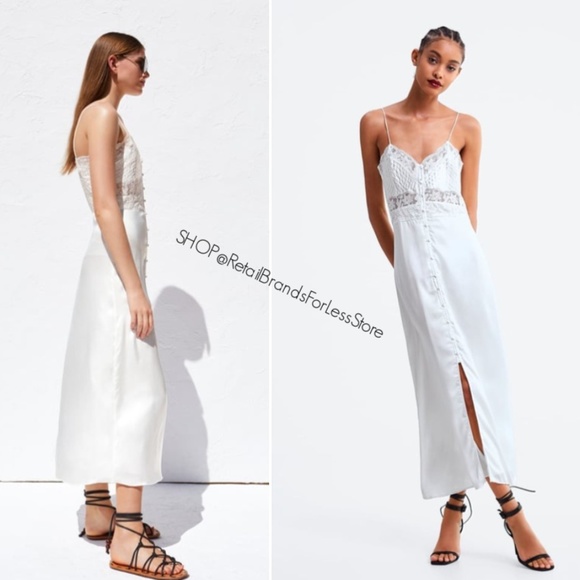 Robe Zara Style Lingerie En Velours Bleu Nuit Et Dentelle - Taille M Occasion